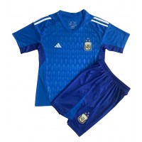 Camisa de Futebol Argentina Goleiro Equipamento Secundário Infantil Mundo 2022 Manga Curta (+ Calças curtas)